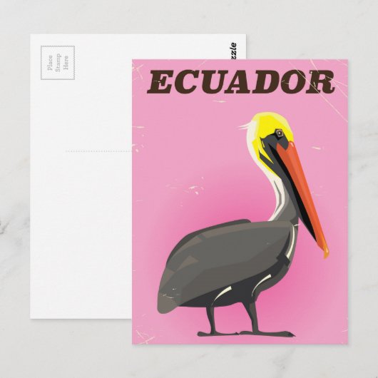 Ecuador Pelican vintage-poster Briefkaart (Voorkant / Achterkant)