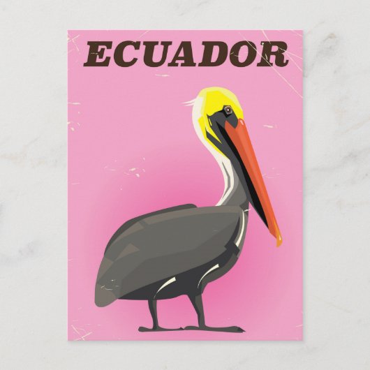 Ecuador Pelikaan vintage reisposter Briefkaart (Voorkant)