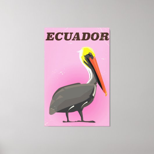 Ecuador Pelikaan vintage reisposter Canvas Afdruk (Voorkant)