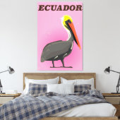 Ecuador Pelikaan vintage reisposter Canvas Afdruk (Insitu (Slaapkamer))