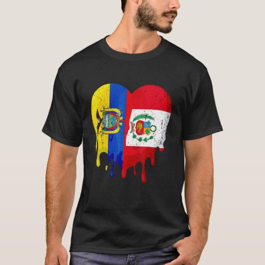Ecuador Peru Flag Heart Citizen Grown Patriot Coun T-shirt (Voorkant)
