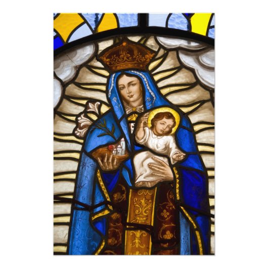 Ecuador, Quito. beeld van de gevlekte maagd Foto Afdruk (Voorkant)