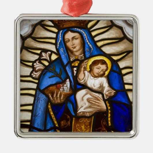 Ecuador, Quito. beeld van de gevlekte maagd Metalen Ornament (Voorkant)