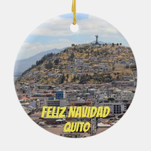 Ecuador: Quito Panoramisch kerstsieramament Keramisch Ornament (Achterkant)