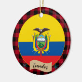 Ecuador, Rode buffalo-pleister en Ecuador-vlag Keramisch Ornament (Links)