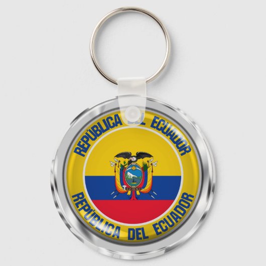 Ecuador Ronde Embleem Sleutelhanger (Voorkant)