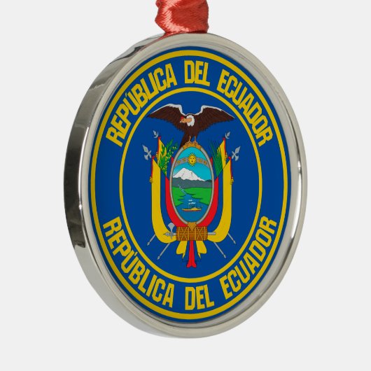 Ecuador Round Emblem Metalen Ornament (Rechts)