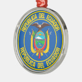 Ecuador Round Emblem Metalen Ornament (Links)