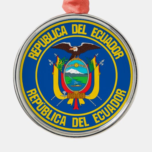 Ecuador Round Emblem Metalen Ornament (Voorkant)