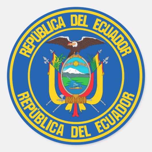Ecuador Round Emblem Ronde Sticker (Voorkant)