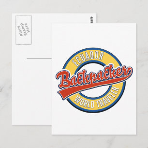 Ecuador rugzakreiziger wereldreiziger logo briefkaart