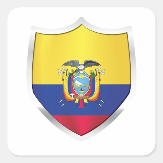 Ecuador Silver Shield Flag Vierkante Sticker (Voorkant)
