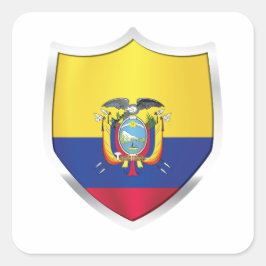 Ecuador Silver Shield Flag Vierkante Sticker