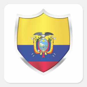 Ecuador Silver Shield Flag Vierkante Sticker