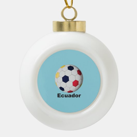Ecuador Soccer Keramische Bal Ornament (Voorkant)