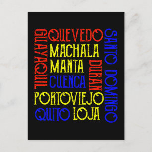 Ecuador Steden Namen Quito Guayaquil Vlag Kleuren Briefkaart