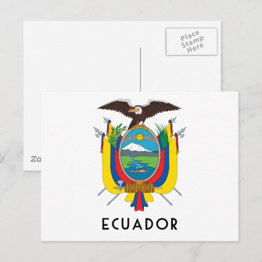 Ecuador - symbool/wapen/vlag/kleuren/embleem briefkaart (Voorkant / Achterkant)
