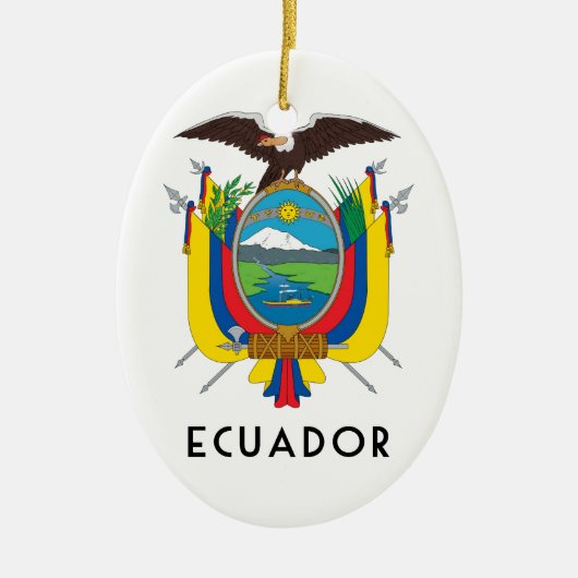 Ecuador - symbool/wapen/vlag/kleuren/embleem keramisch ornament (Voorkant)