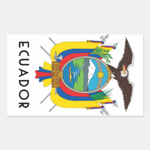 Ecuador - symbool/wapen/vlag/kleuren/embleem rechthoekige sticker