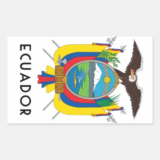 Ecuador - symbool/wapen/vlag/kleuren/embleem rechthoekige sticker (Voorkant)