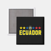 Ecuador Tekst & Emblem & met vlag gekleurde sterre Magneet (Voorkant / Achterkant)