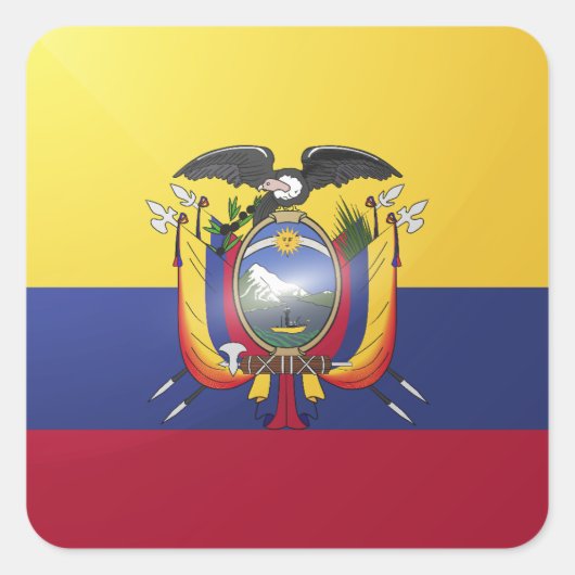 Ecuador vierkante glossy vlag sticker (Voorkant)