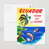 Ecuador, visserij en zonneschijn, vintage-reizen briefkaart (Voorkant / Achterkant)