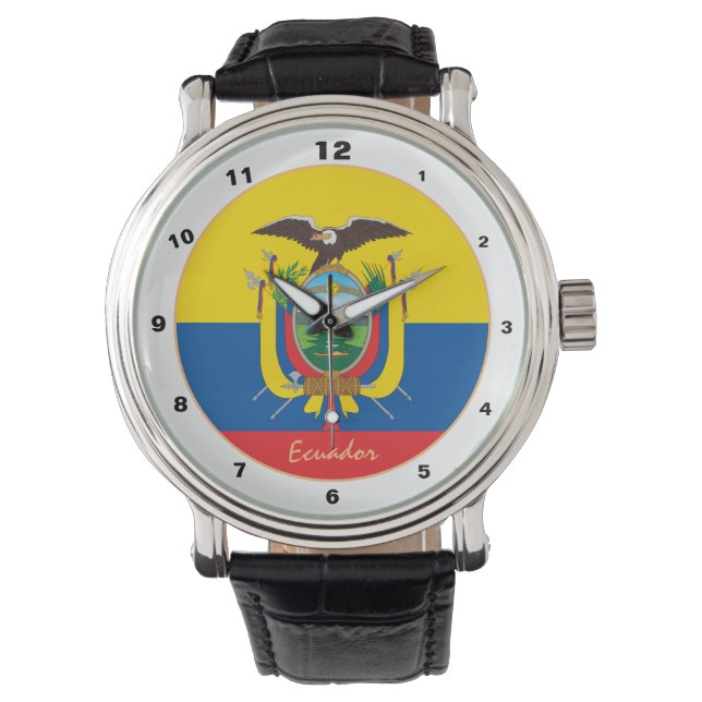 Ecuador Vlag, Ecuador trendy mode / design horloge (Voorkant)