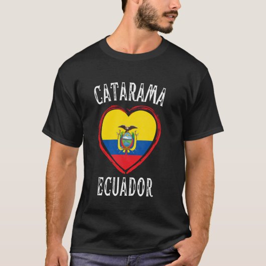 Ecuador Vlag Hart Catarama Stad T-shirt (Voorkant)