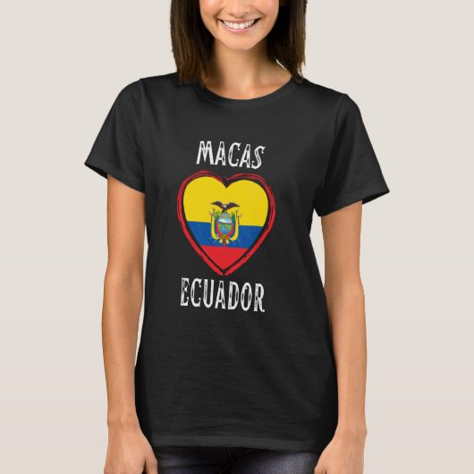 Ecuador Vlag Hart Macas Stad T-shirt (Voorkant)