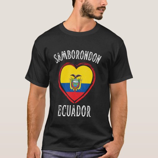 Ecuador Vlag Hart Samborondon Stad T-shirt (Voorkant)