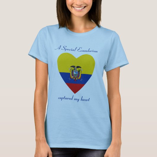 Ecuador Vlag Hart T-Shirt (Voorkant)