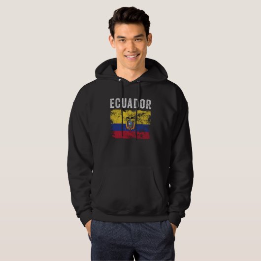 Ecuador - vlag met bodemverdringing Ecuadoraanse v Hoodie (Voorkant volledig)