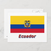 Ecuador vlag met naam briefkaart (Voorkant / Achterkant)