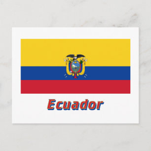 Ecuador vlag met naam briefkaart