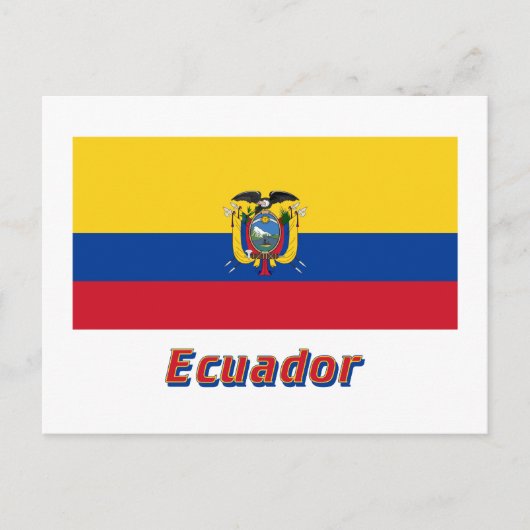 Ecuador vlag met naam briefkaart (Voorkant)