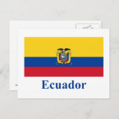 Ecuador vlag met naam briefkaart (Voorkant / Achterkant)