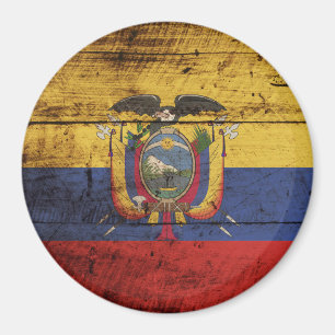 Ecuador Vlag op oude houten graan Magneet