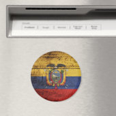 Ecuador Vlag op oude houtnerf Magneet (Insitu (Vaatwasser))
