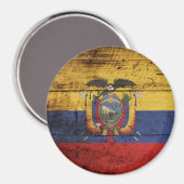 Ecuador Vlag op oude houtnerf Magneet (Voorkant / Achterkant)
