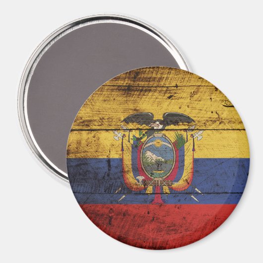 Ecuador Vlag op oude houtnerf Magneet (Voorkant / Achterkant)