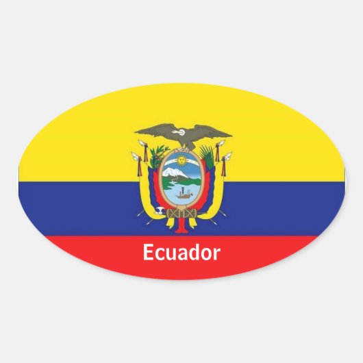 Ecuador vlag ovale stickers (Voorkant)