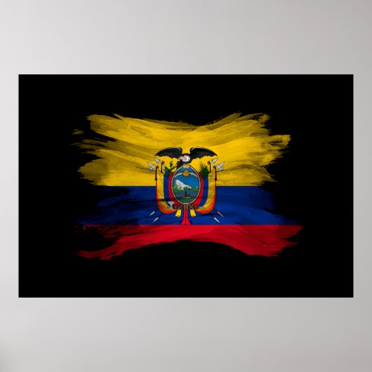Ecuador vlag penseelstreek, nationale vlag poster (Voorkant)