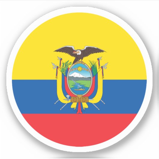 Ecuador Vlag Ronde Sticker (Voorkant)