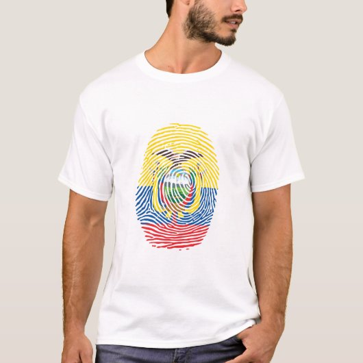 Ecuador Vlag vingerafdruk T-shirt (Voorkant)