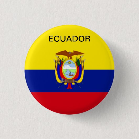 Ecuador vlagknop. ronde button 3,2 cm (Voorkant)