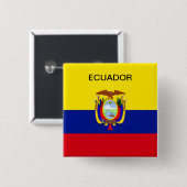 Ecuador vlagknop. vierkante button 5,1 cm (Voorkant /achterkant)