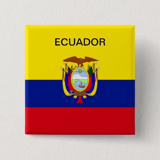 Ecuador vlagknop. vierkante button 5,1 cm (Voorkant)