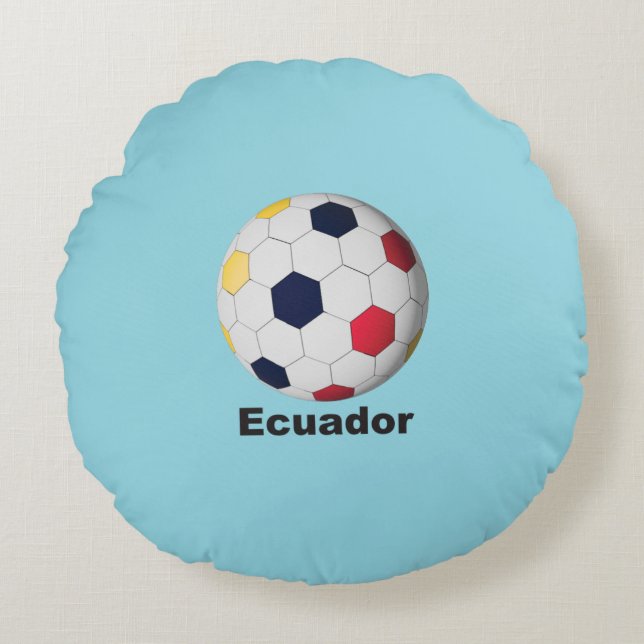 Ecuador Voetbal Rond Kussen (Voorkant)