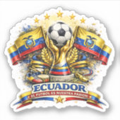 Ecuador Voetbalfan Voetbal WK Supporter Sticker (Voorkant)